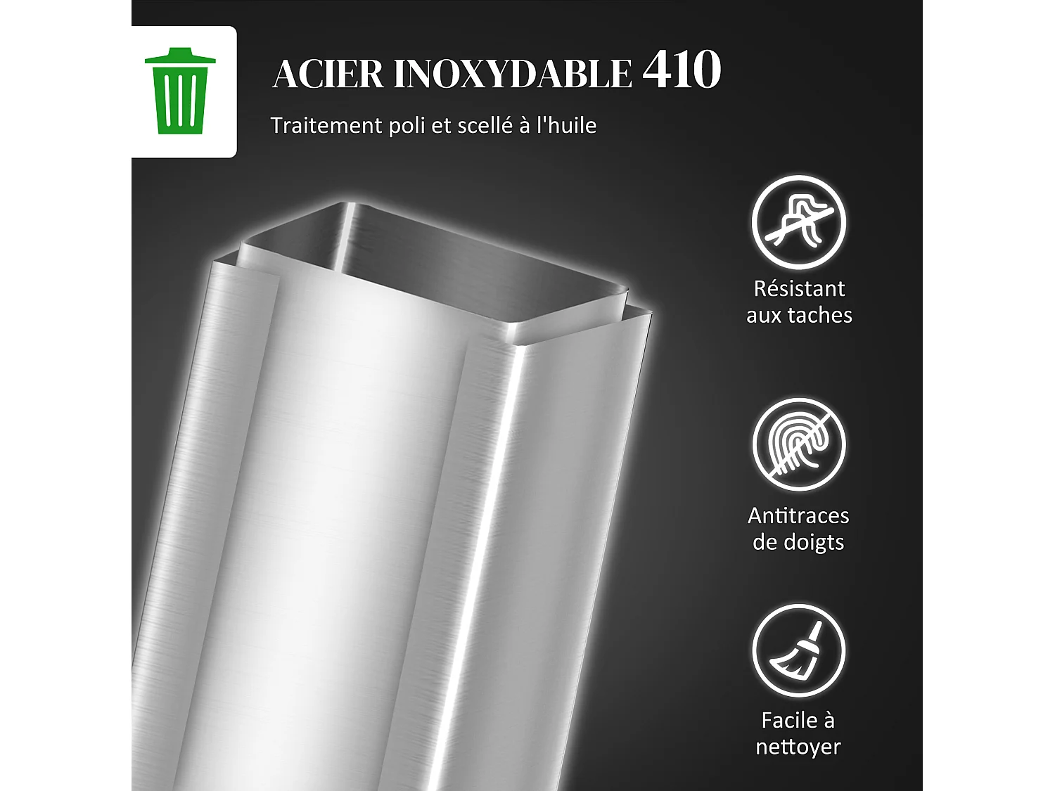 Poubelle de cuisine 10L - poubelle à pédale compartiment seau amovible - acier inox.