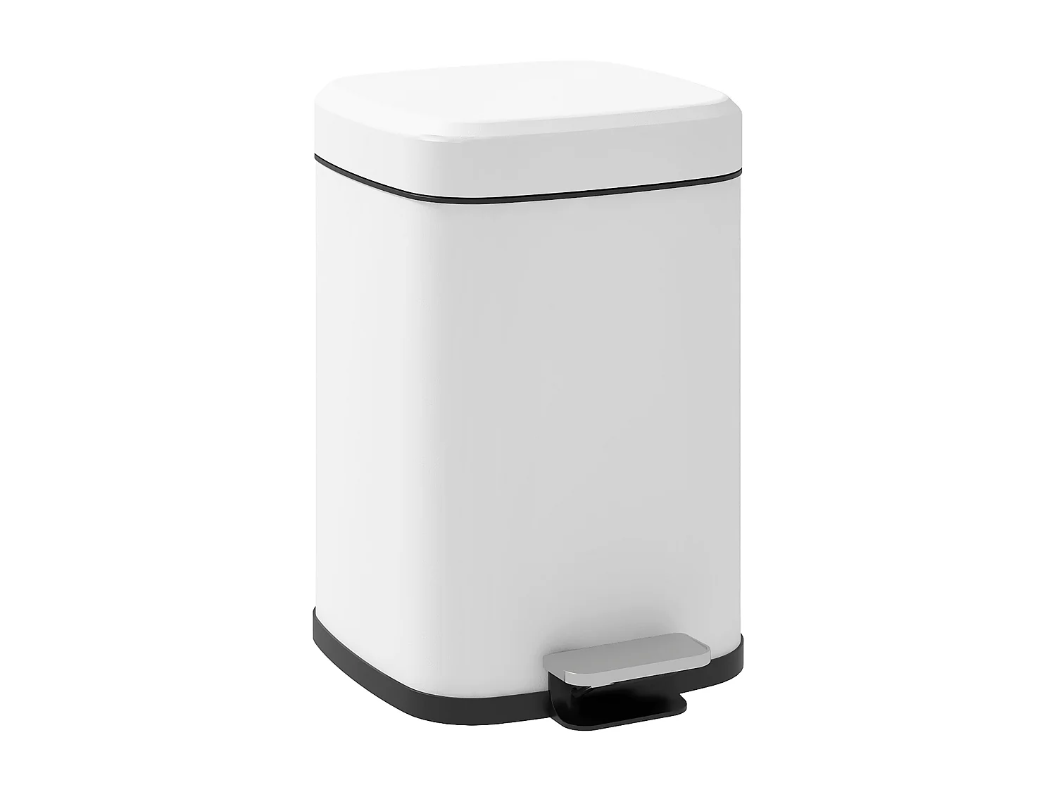 Poubelle de cuisine 12L - poubelle à pédale compartiment seau amovible - acier inox. blanc