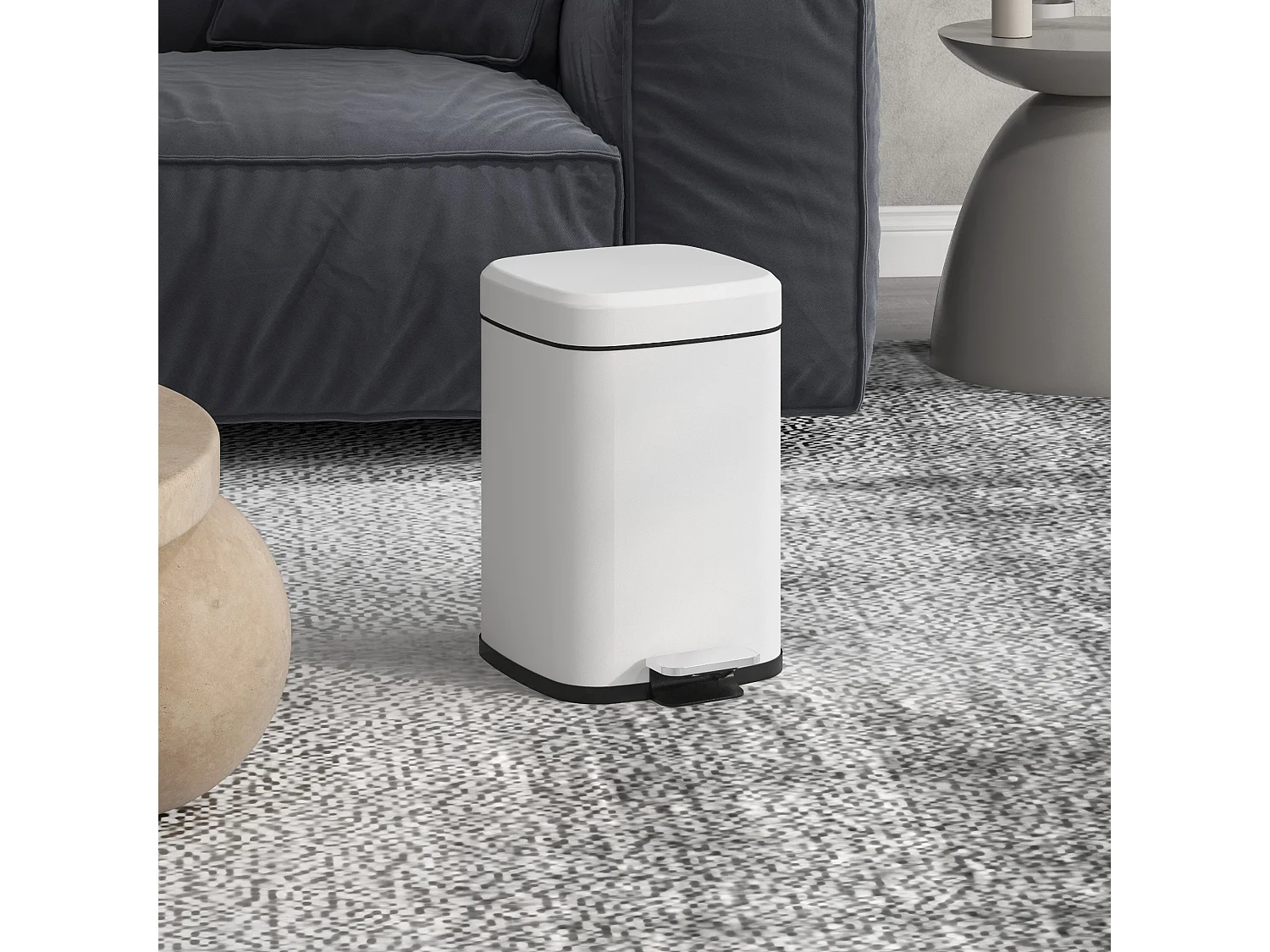 Poubelle de cuisine 12L - poubelle à pédale compartiment seau amovible - acier inox. blanc