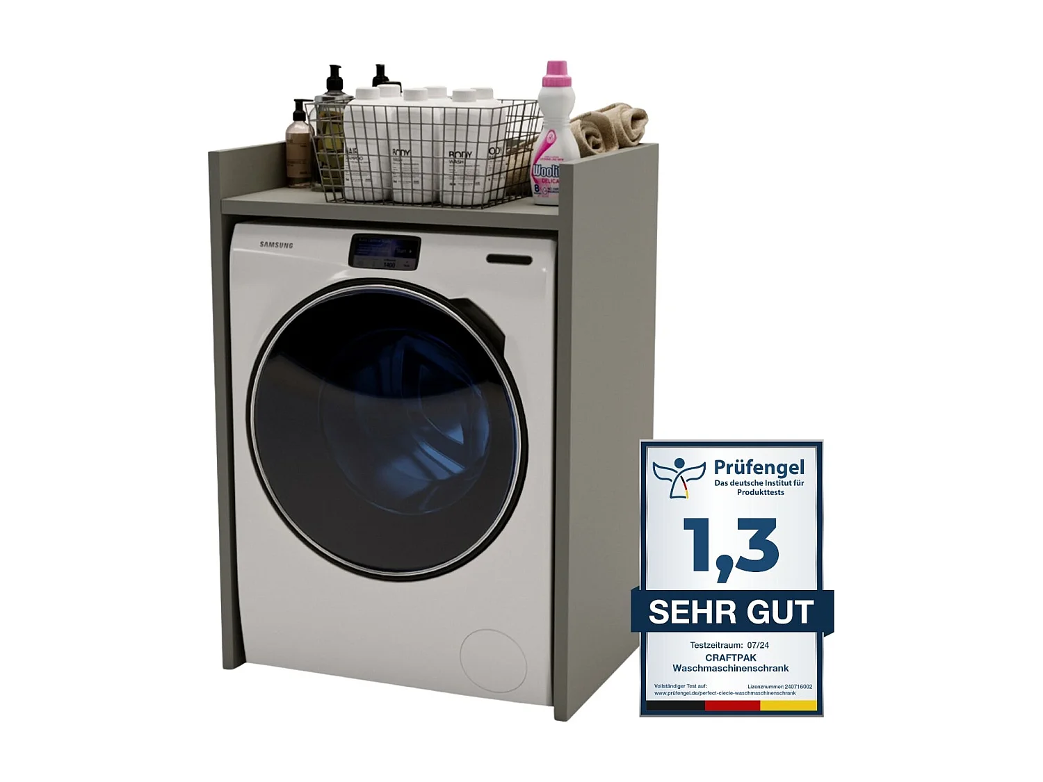 Waschmaschinenschrank geeignet für Waschmaschine & Wäschetrockner 66x97x62cm