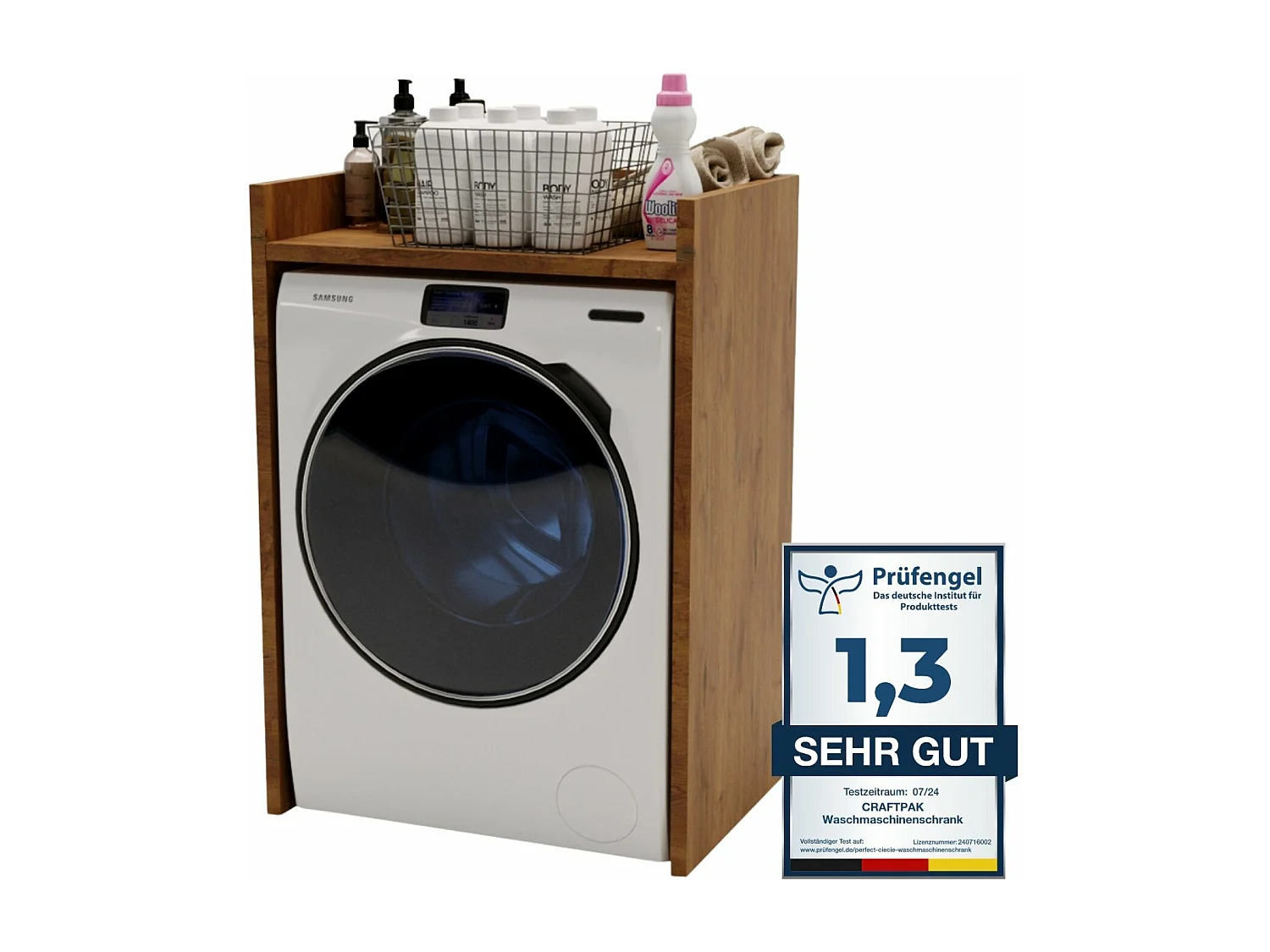 Waschmaschinenschrank geeignet für Waschmaschine & Wäschetrockner 66x97x62cm