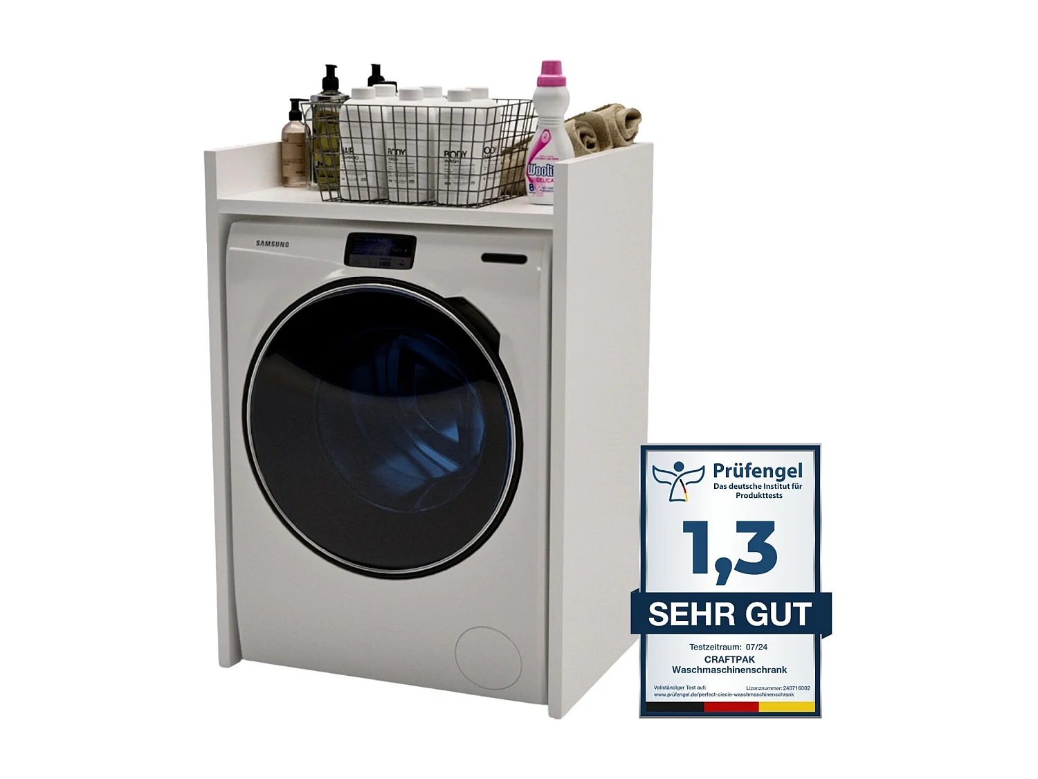 Waschmaschinenschrank geeignet für Waschmaschine & Wäschetrockner 66x97x62cm