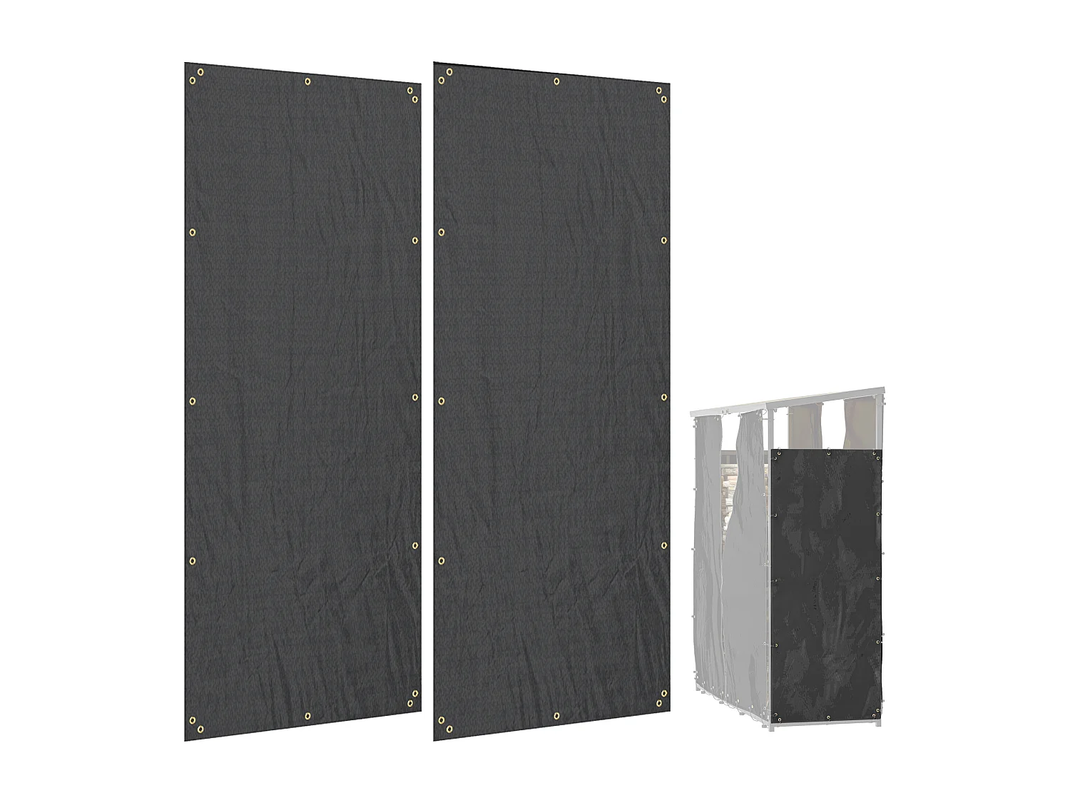 Lot de 2 housses imperméables pour bois de chauffage - housse pour abri de bois de chauffage - dim. 62L x 148H cm - Oxford 600D noir