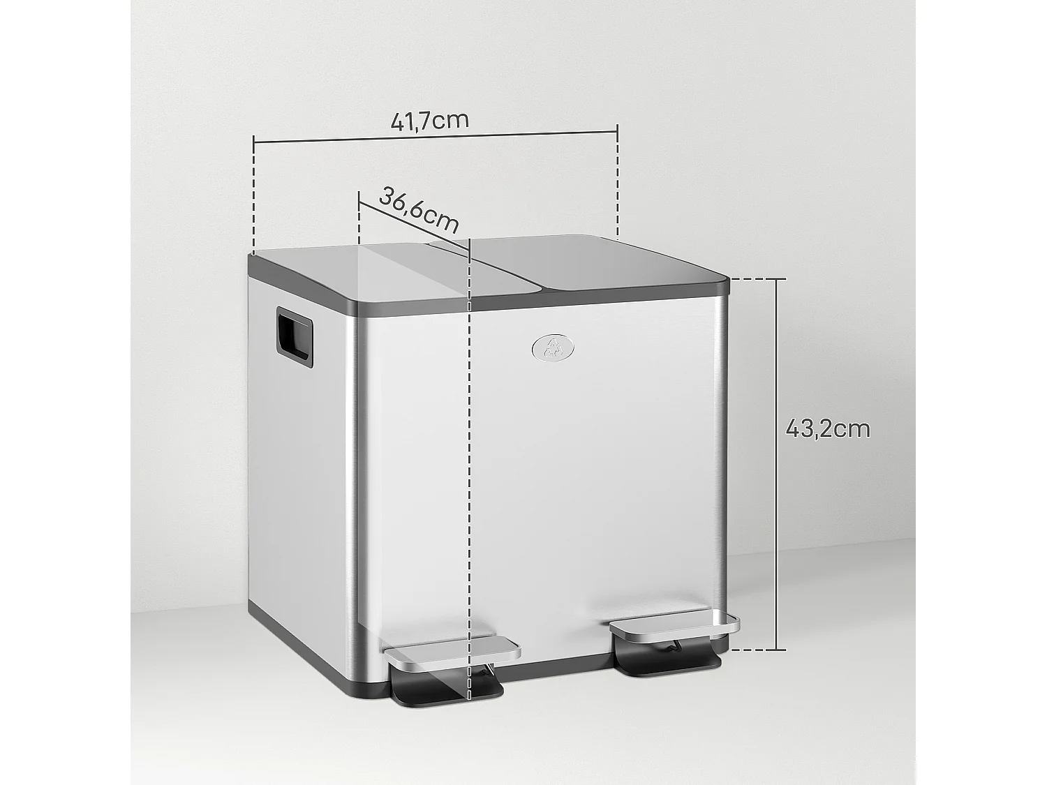 Poubelle automatique détecteur de mouvement poubelle tri selectif 2 bacs capacité totale 30L acier inox. brossé
