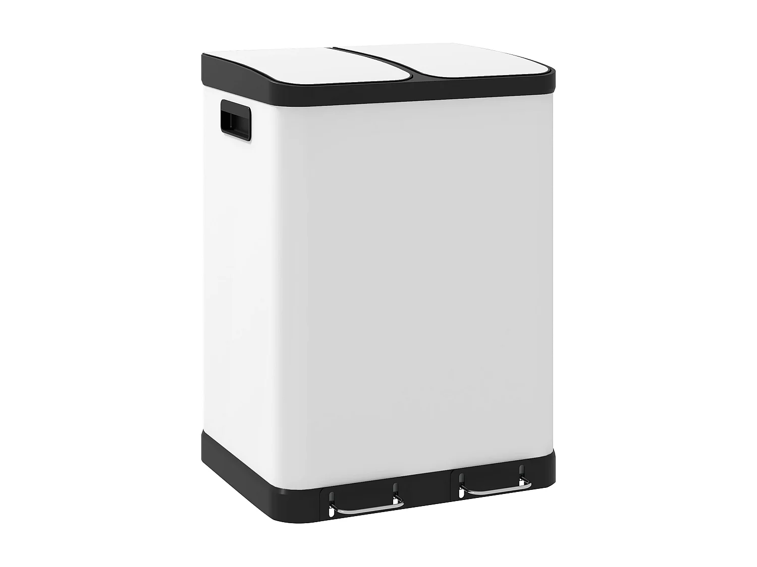 Poubelle de cuisine 2 x 30L - poubelle à pédale 2 compartiments seaux amovibles - acier inox. blanc