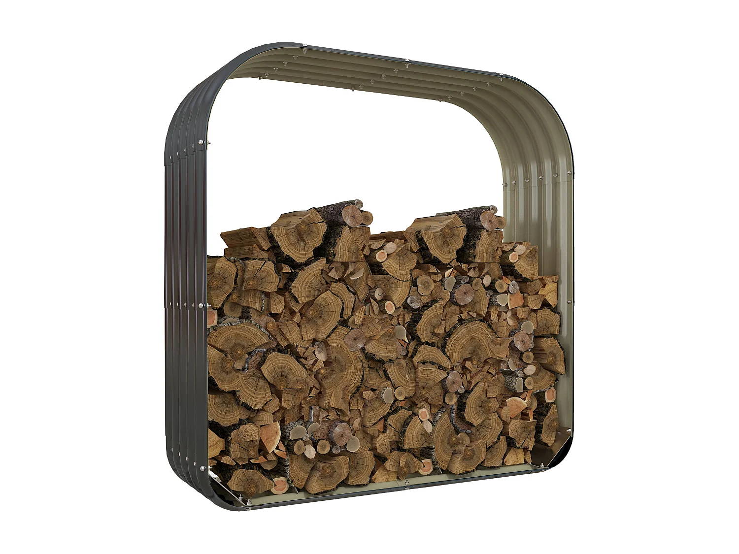 Stockage de bûches abri à bûches extérieur dim. 145L x 43l x 145H cm rebords caoutchoutés acier galvanisé ondulé antracite