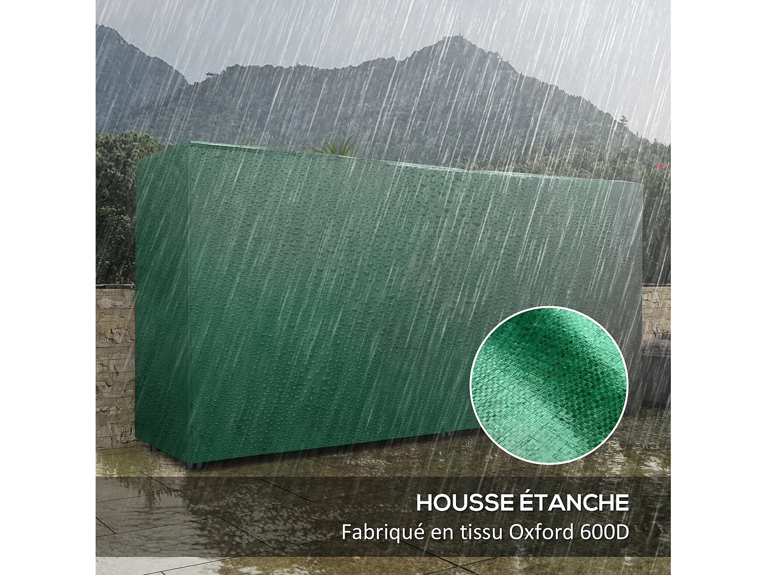 Porte-bûches - range-bûches - dim. 200L x 36l x 99H cm - housse incluse verte - métal noir