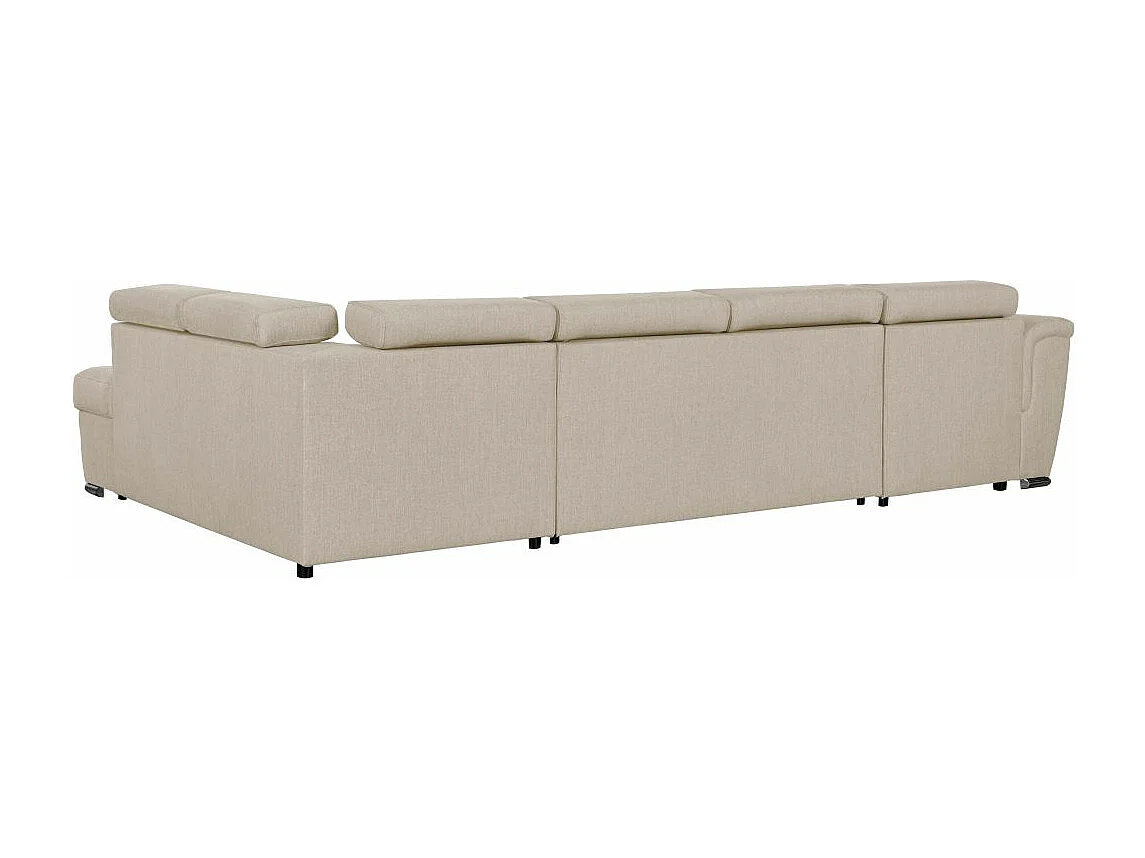 Canapé panoramique convertible avec 2 coffres Paola en tissu - Beige - L320,5 x P188 x H76cm - Loungitude