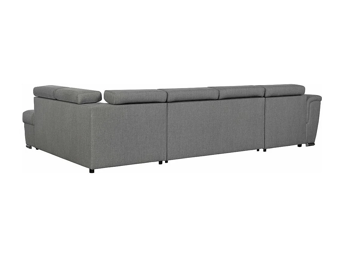 Canapé panoramique convertible avec 2 coffres Paola en tissu - Gris clair - L320,5 x P188 x H76cm - Loungitude
