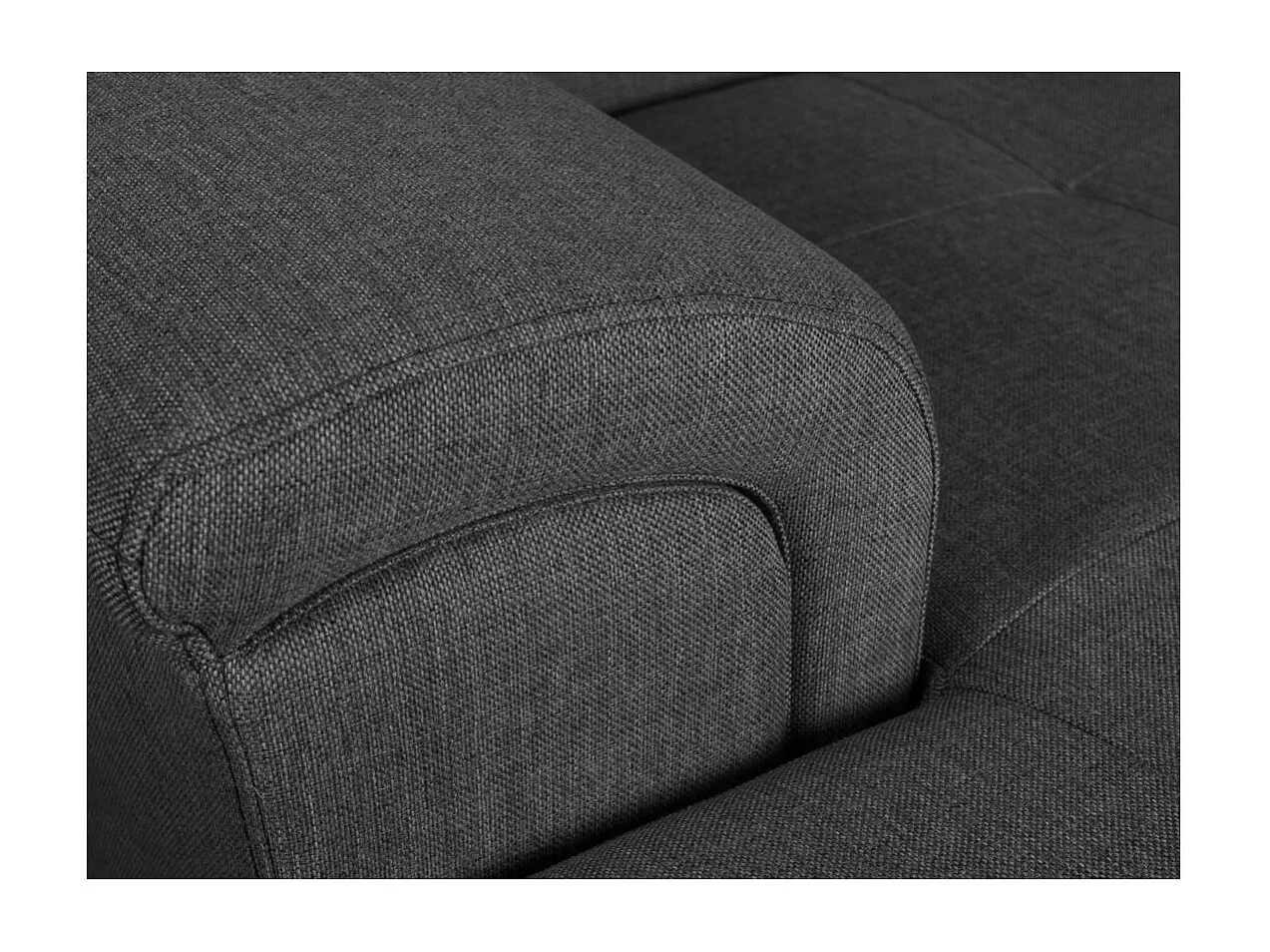 Canapé panoramique convertible avec 2 coffres Paola en tissu - Gris anthracite - L320,5 x P188 x H76cm - Loungitude
