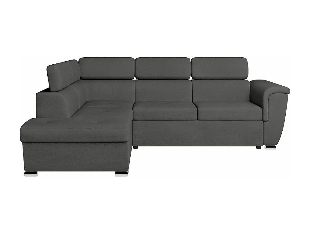 Canapé d'angle gauche convertible 4 places Paola avec coffre en tissu - Gris anthracite - L252 x P188 x H76cm - Loungitude