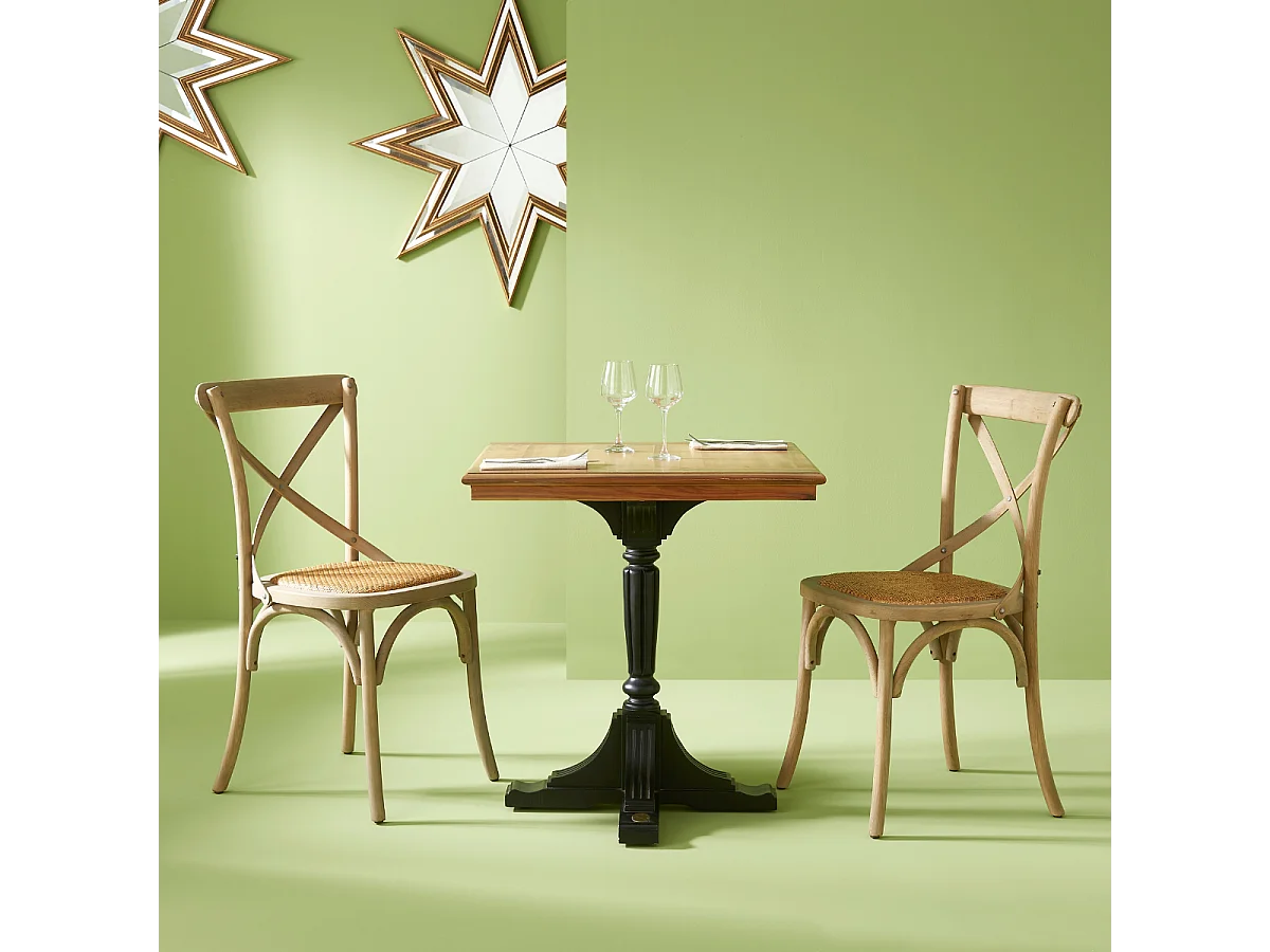 Lotto di 2 sedie in legno massiccio e paglia di Vienna L61 cm - BISTROT