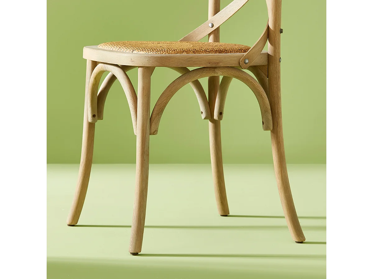 Lotto di 2 sedie in legno massiccio e paglia di Vienna L61 cm - BISTROT