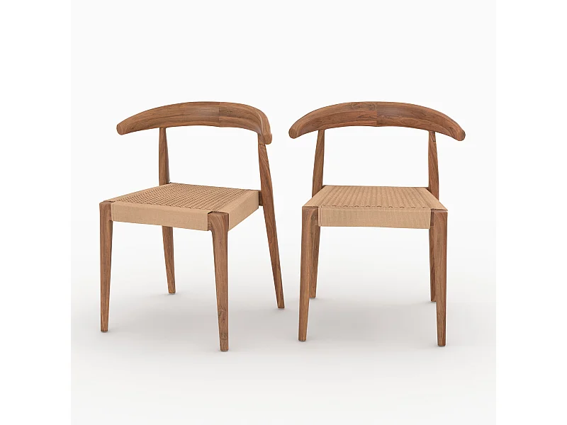 Set de 2 sillas en madera de teca y cuerda trenzada tipo loom - Alia