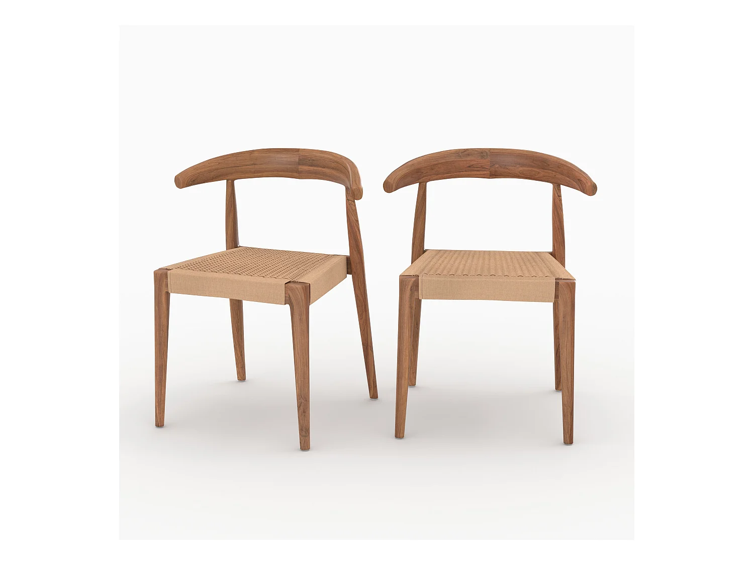 Set di 2 sedie in legno di teak e corda tipo loom - Alia