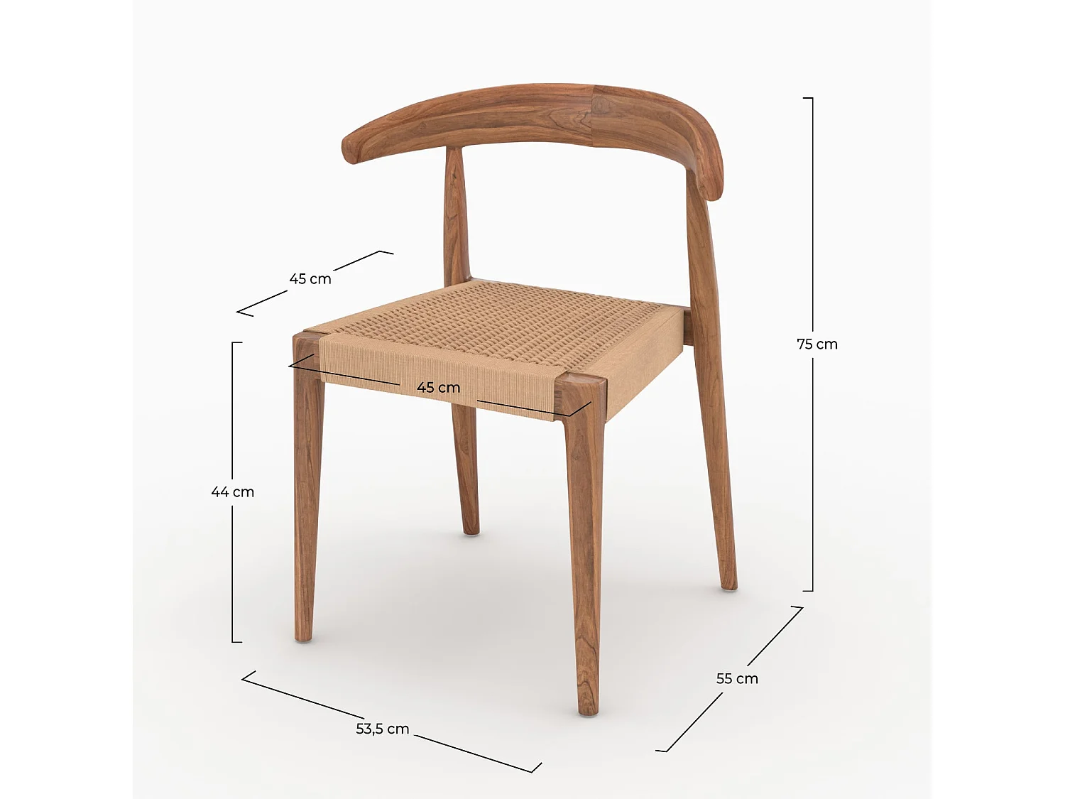Set di 2 sedie in legno di teak e corda tipo loom - Alia