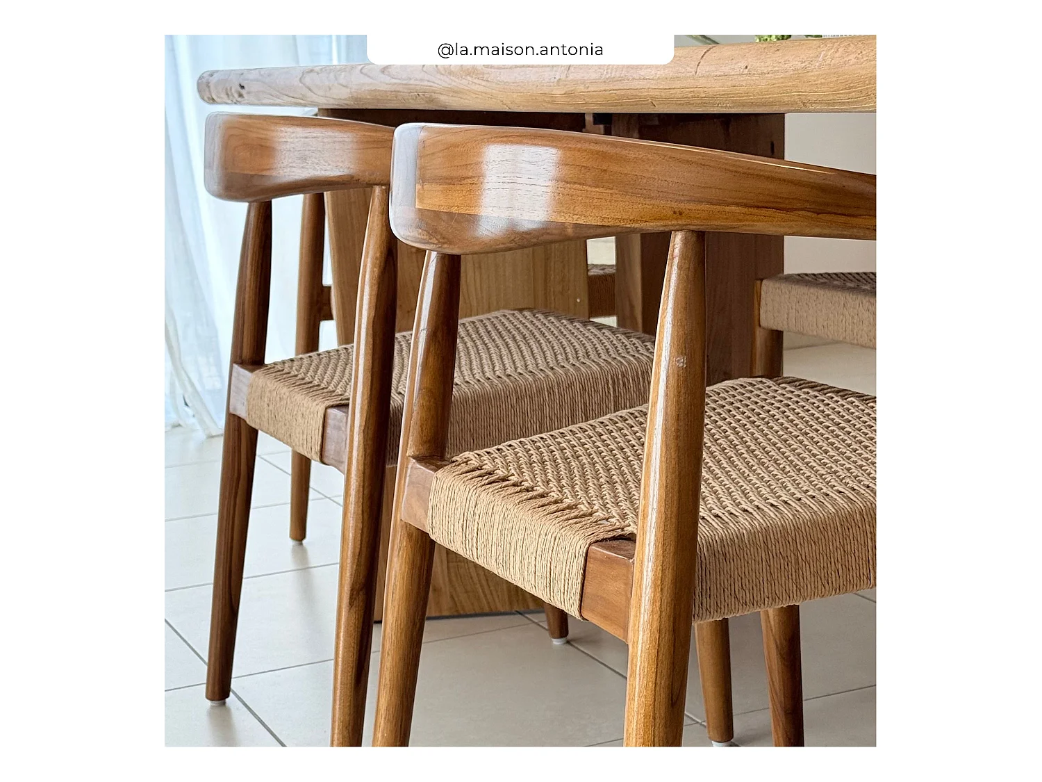 Set di 2 sedie in legno di teak e corda tipo loom - Alia