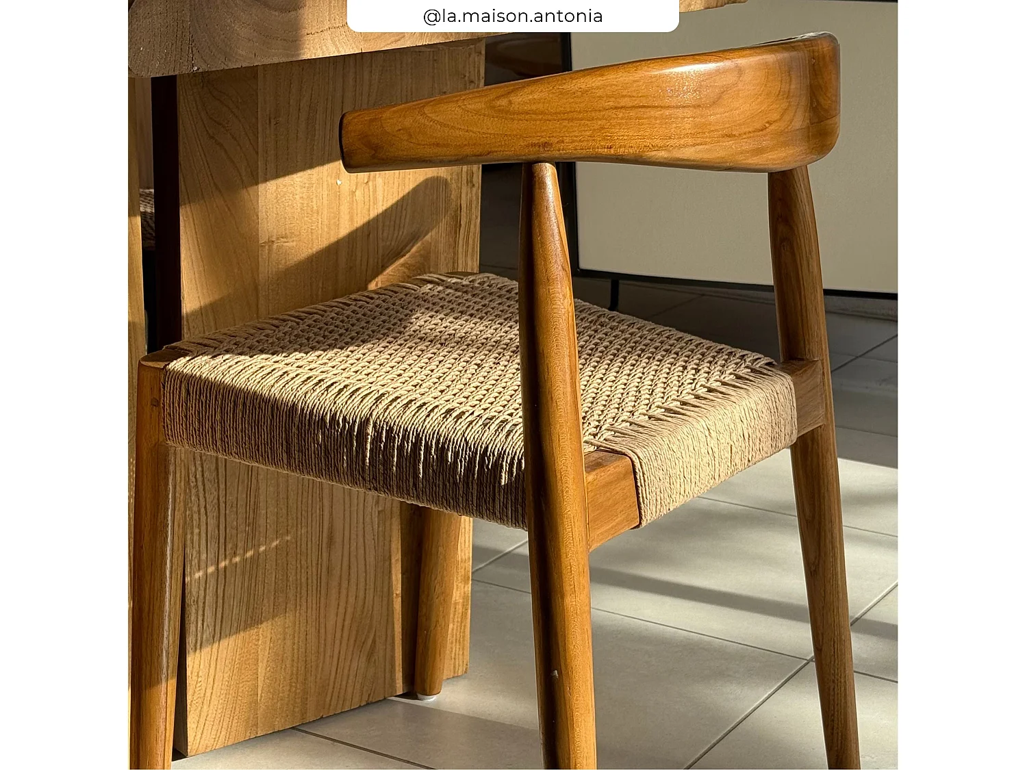 Lot de 2 chaises en bois de teck et cordage type loom - Alia