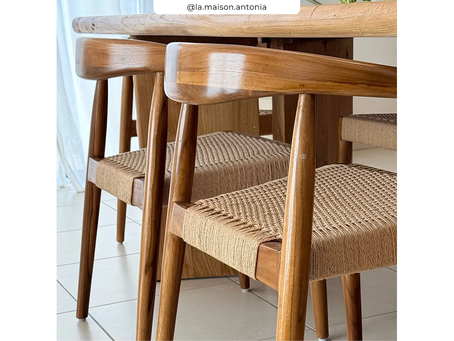 Lot de 2 chaises en bois de teck et cordage type loom - Alia