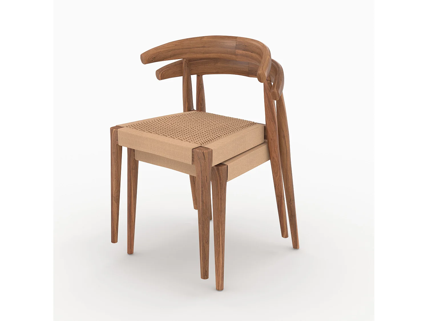 Lot de 2 chaises en bois de teck et cordage type loom - Alia