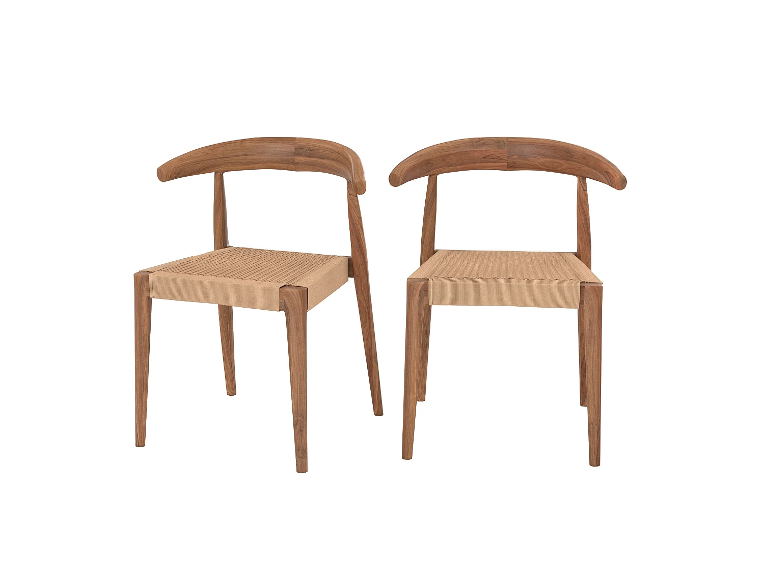 Set di 2 sedie in legno di teak e corda tipo loom - Alia