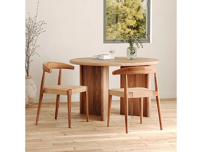 Lot de 2 chaises en bois de teck et cordage type loom - Alia