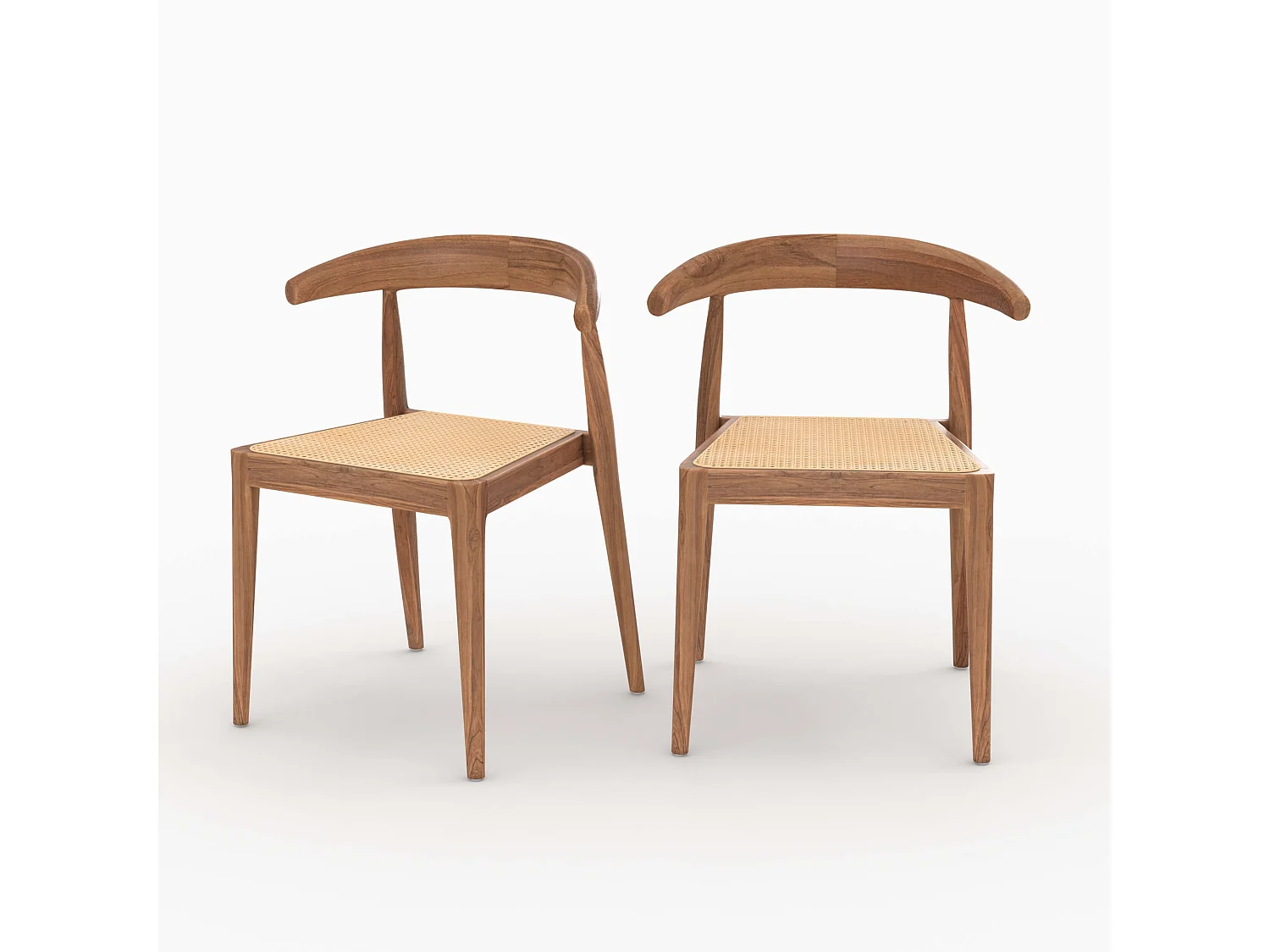 Lot de 2 chaises en bois de teck et cannage en rotin - Alia