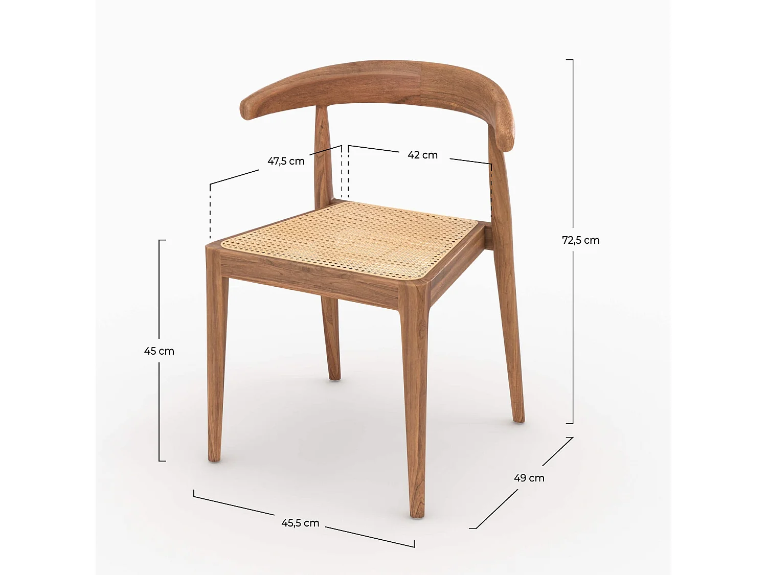 Lot de 2 chaises en bois de teck et cannage en rotin - Alia