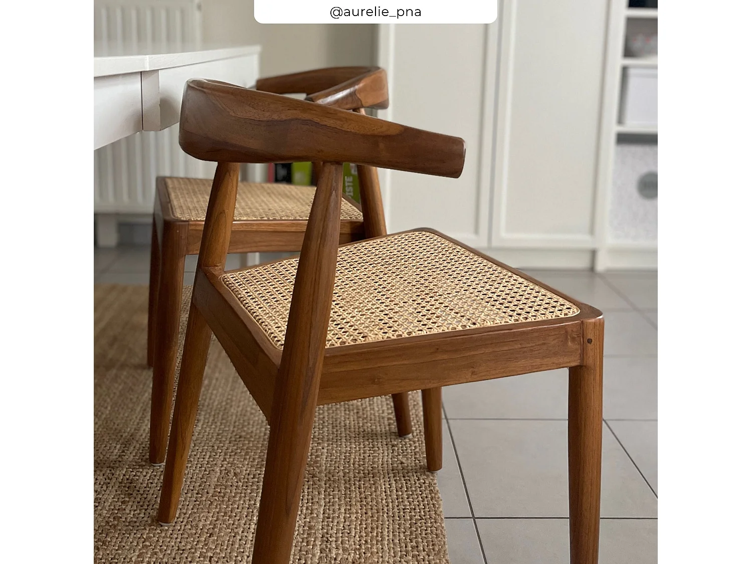 Lot de 2 chaises en bois de teck et cannage en rotin - Alia