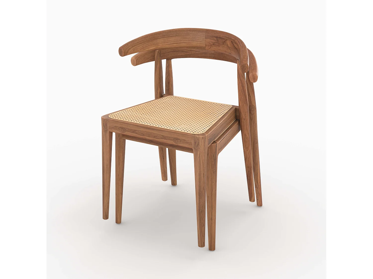 Lot de 2 chaises en bois de teck et cannage en rotin - Alia