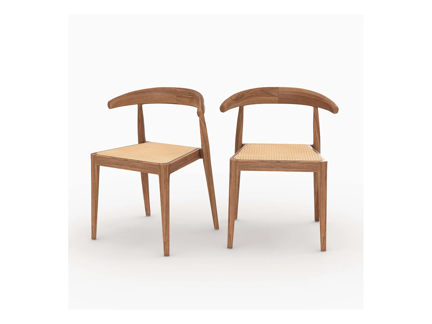 Lot de 2 chaises en bois de teck et cannage en rotin - Alia