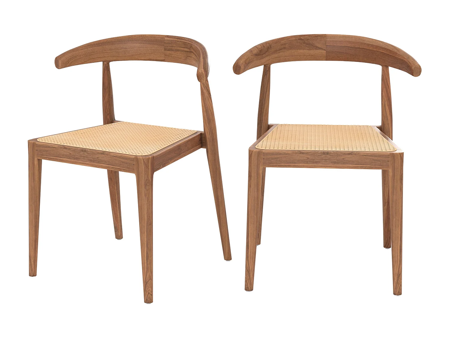 Lot de 2 chaises en bois de teck et cannage en rotin - Alia