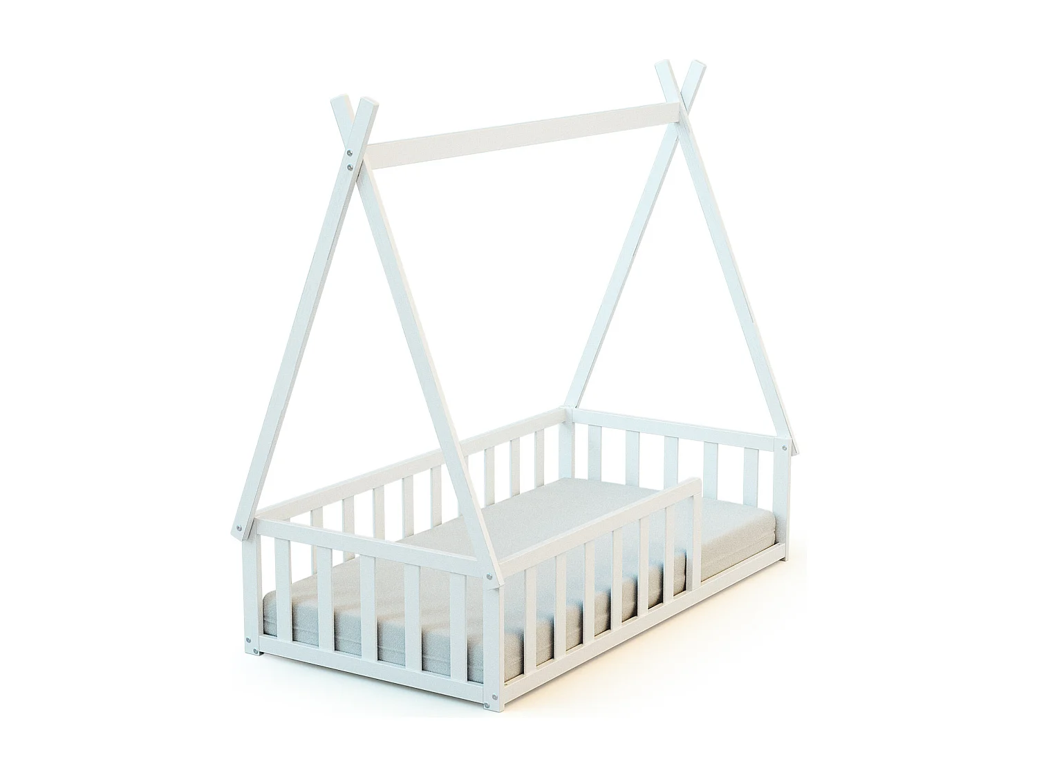 Cama tepee de madeira Branco 70 x 140 cm