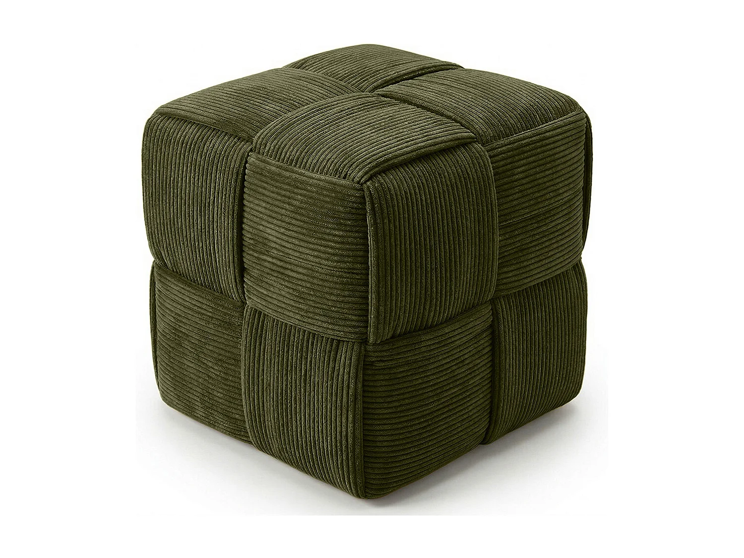 Pouf Quadrato Imbottito in Velluto a Coste - Design Moderno - Cube