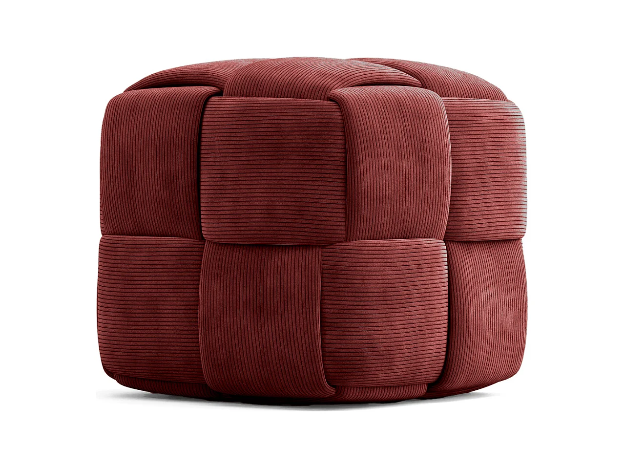 Pouf Carré Tapissé en Velours Côtelé - Design Moderne - Cube Vin
