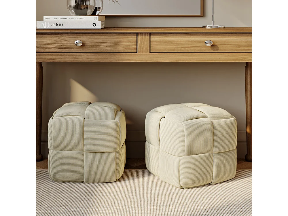 Pouf Quadrato Imbottito in Velluto a Coste - Design Moderno - Cube