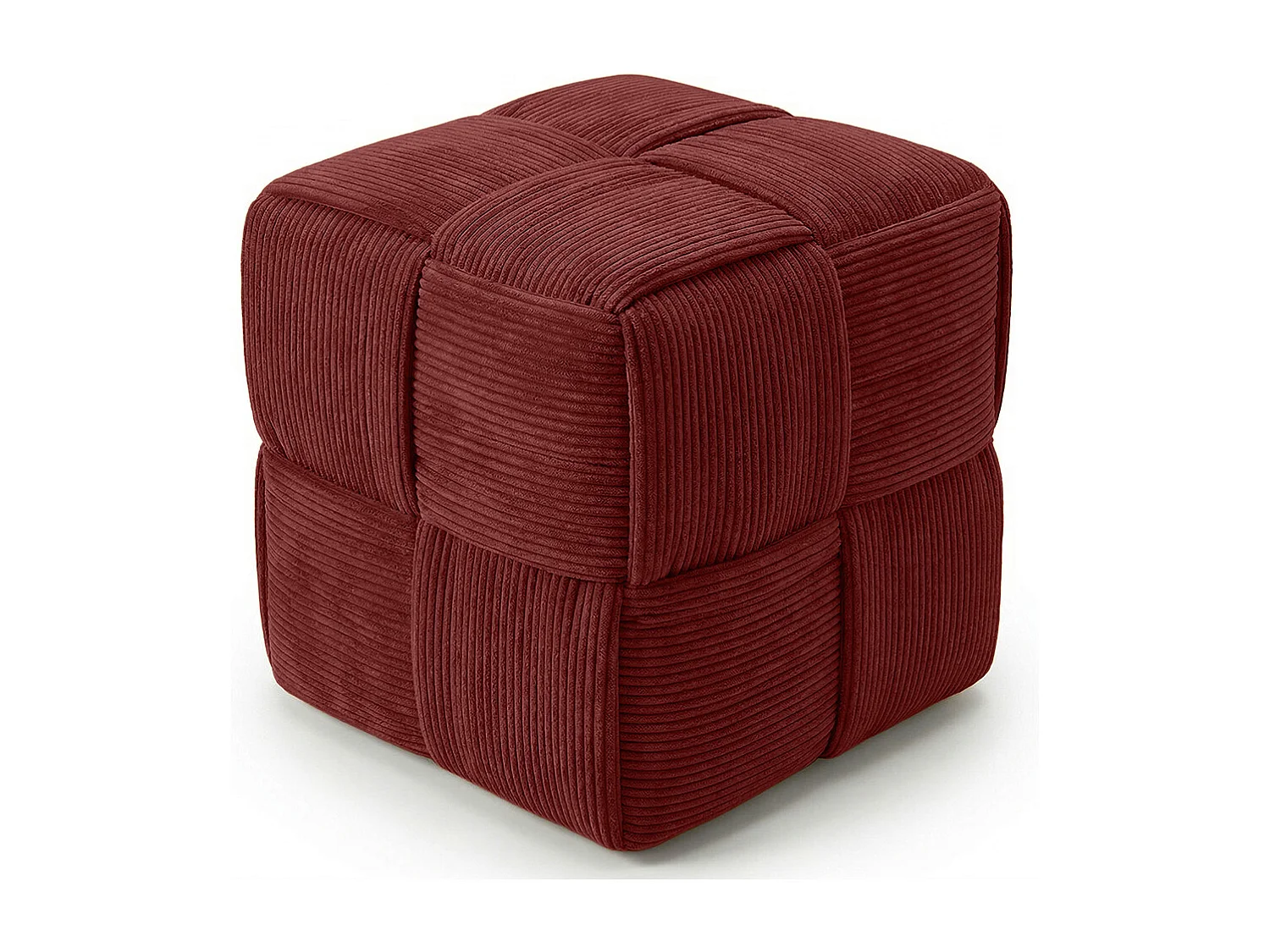 Pouf Quadrato Imbottito in Velluto a Coste - Design Moderno - Cube