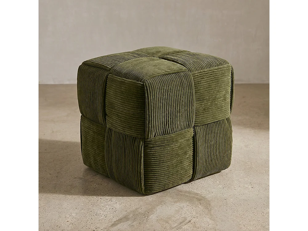 Pouf Quadrato Imbottito in Velluto a Coste - Design Moderno - Cube