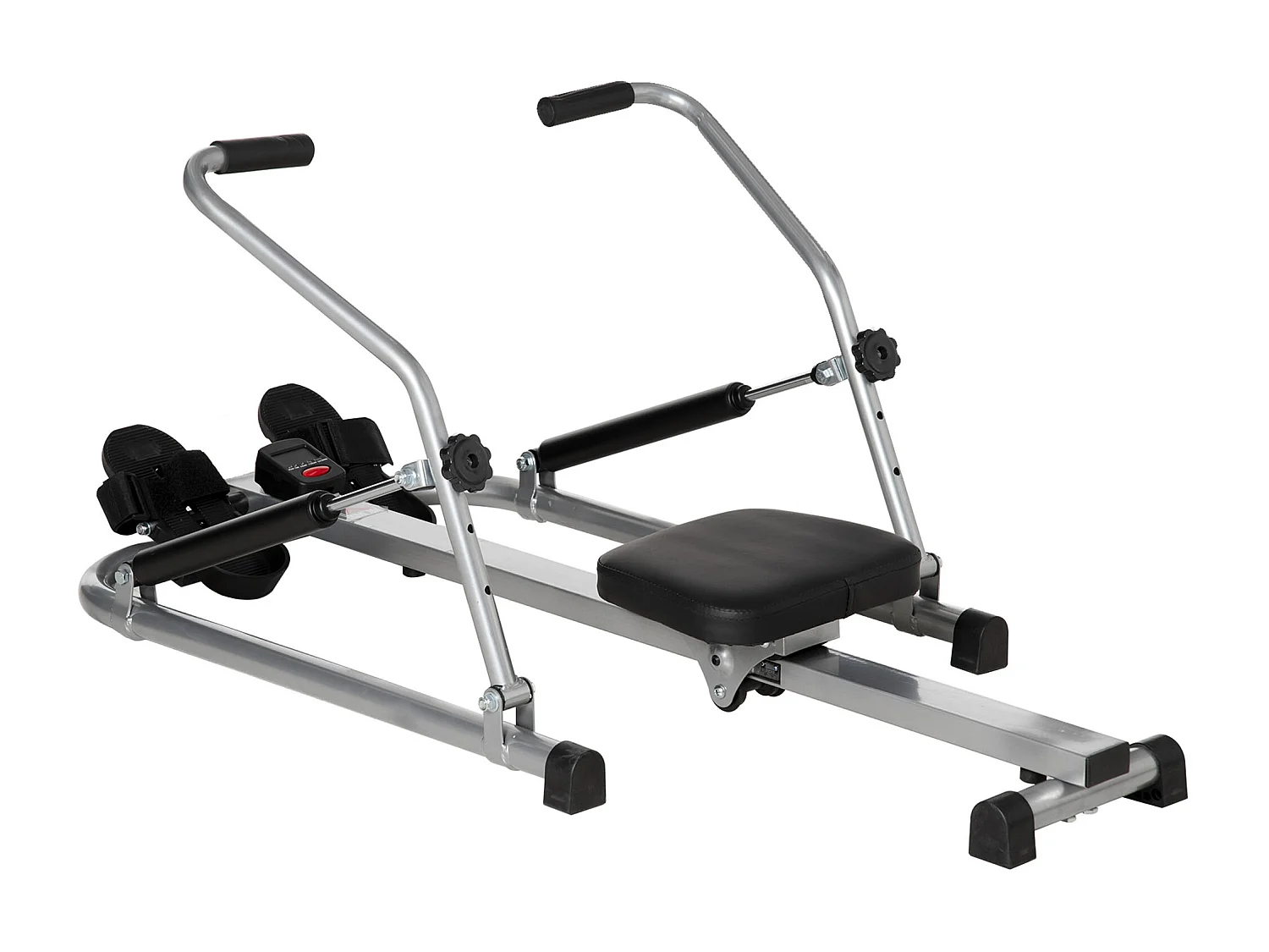 Rameur d'appartement pliable - 3 niveaux de résistance écran LCD multifonction - acier ABS noir gris