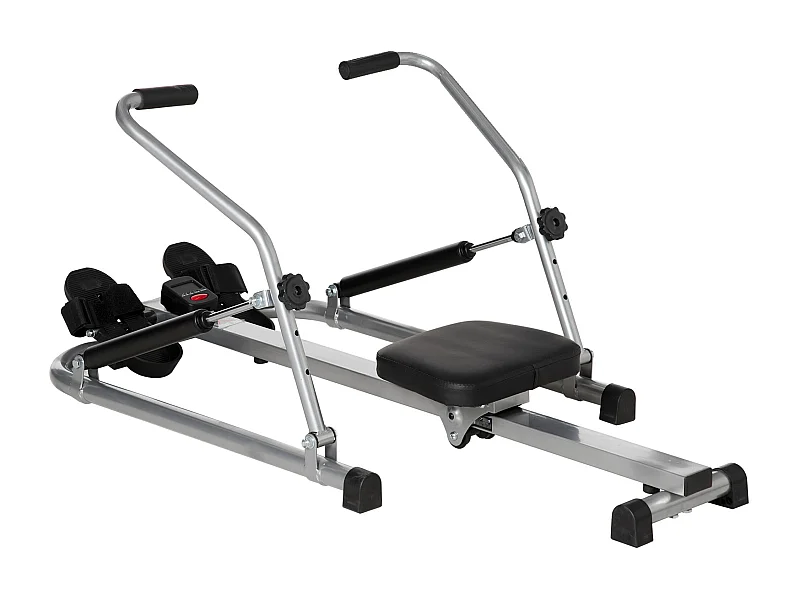 Rameur d'appartement pliable - 3 niveaux de résistance écran LCD multifonction - acier ABS noir gris