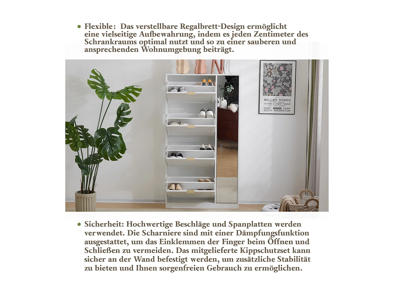 Nowoczesna szafka na buty z 4 wysuwanymi szufladami - 80 x 24 x 147 cm - Płyta wiórowa - Biała