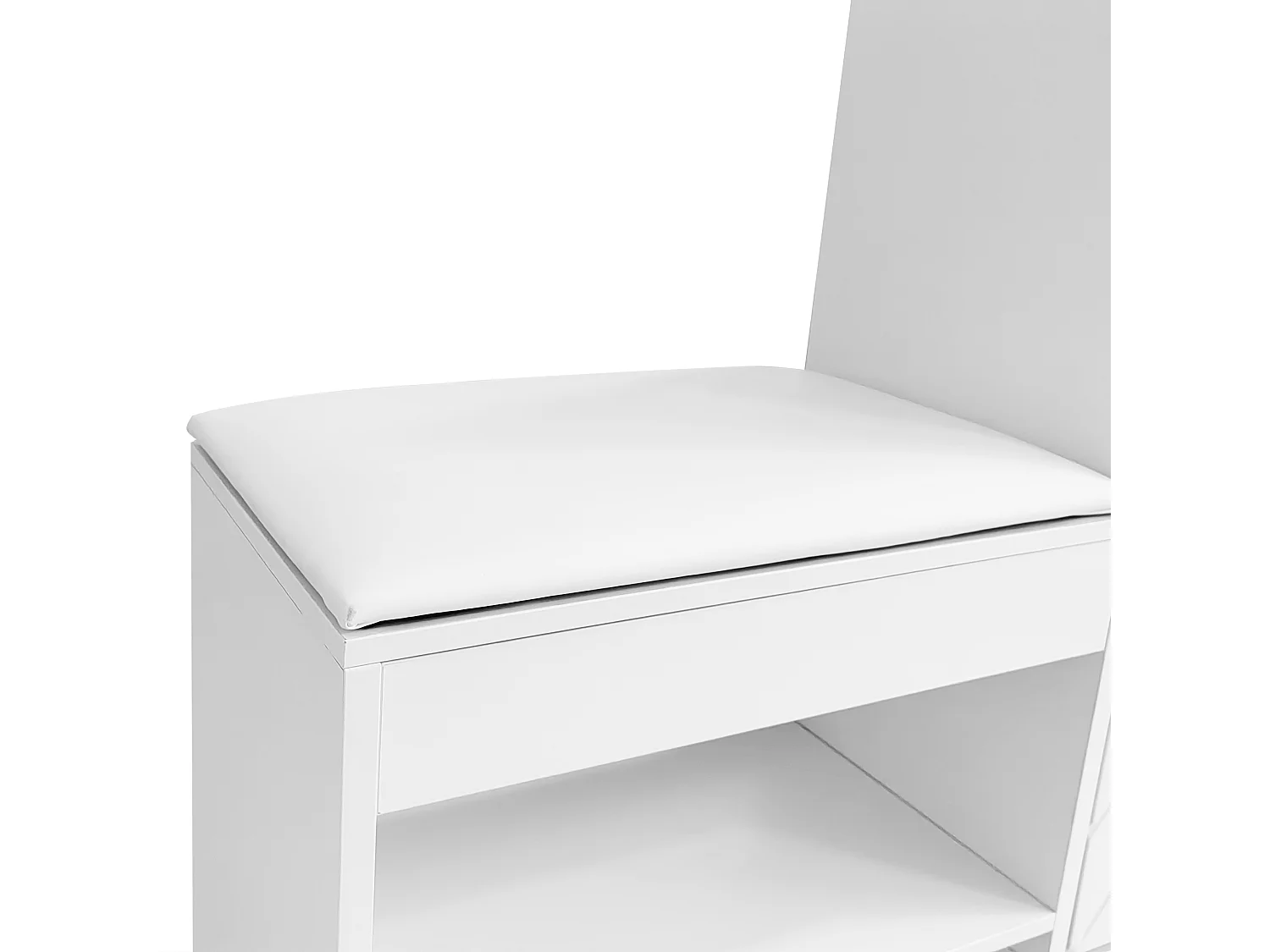 Ławka na buty z 2 wysuwanymi szufladami i 2 wnękami do przechowywania - diody LED - płyta wiórowa - biała