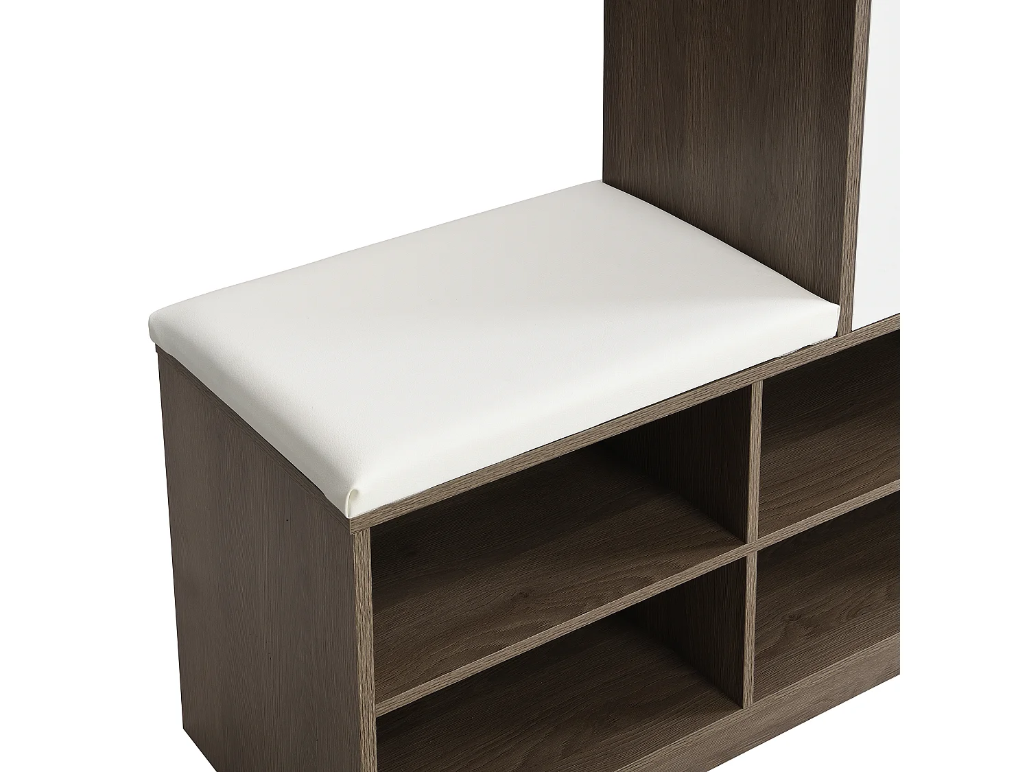 Zestaw szafek na buty + ławka na buty z poduszką - 140 x 35 x 110 cm - Płyta wiórowa - Biały