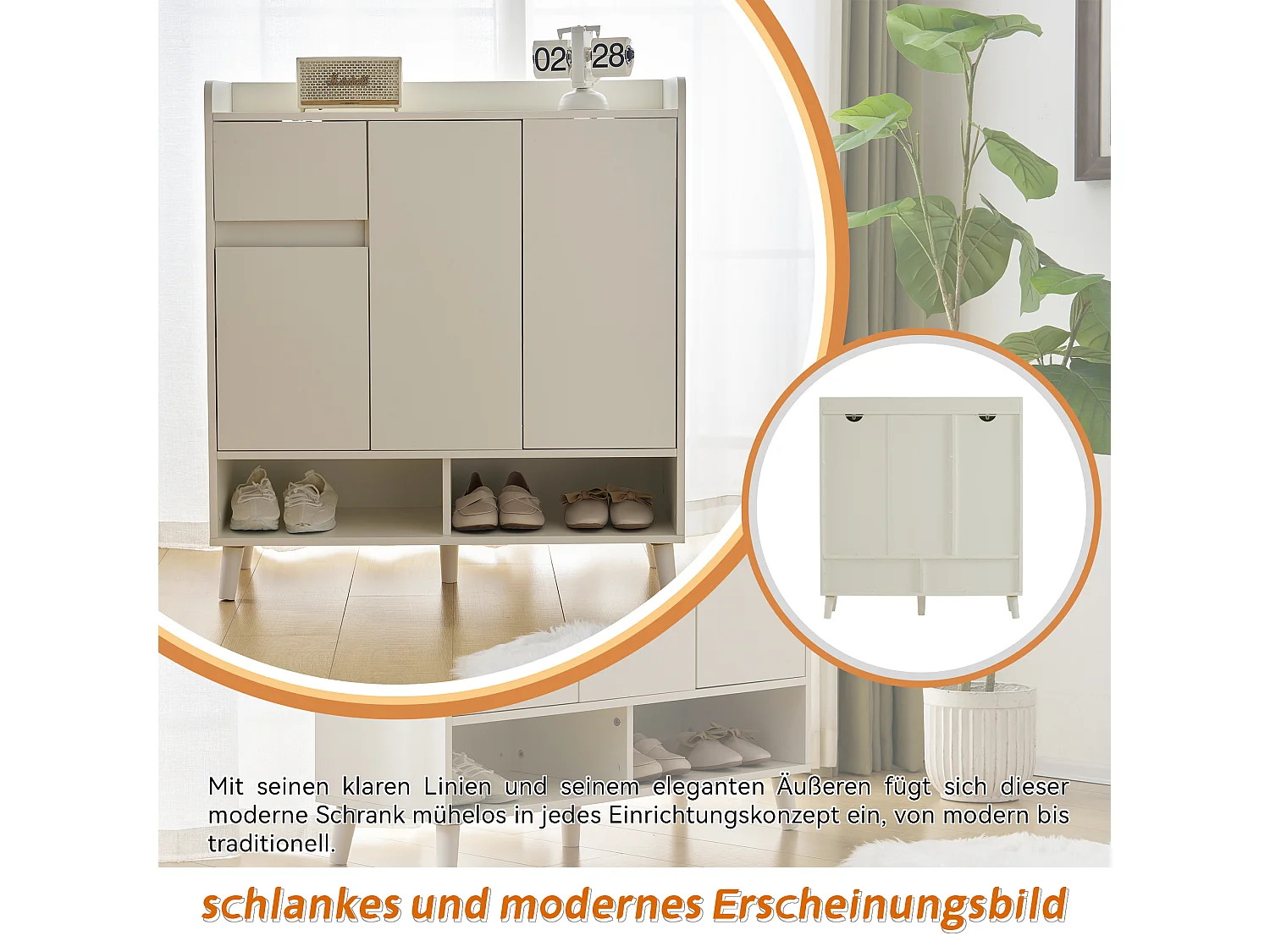 Meuble à chaussures avec 3 portes et 1 tiroir - 99 x 35 x 90 cm - Etagères réglables - Panneau de particules - Blanc