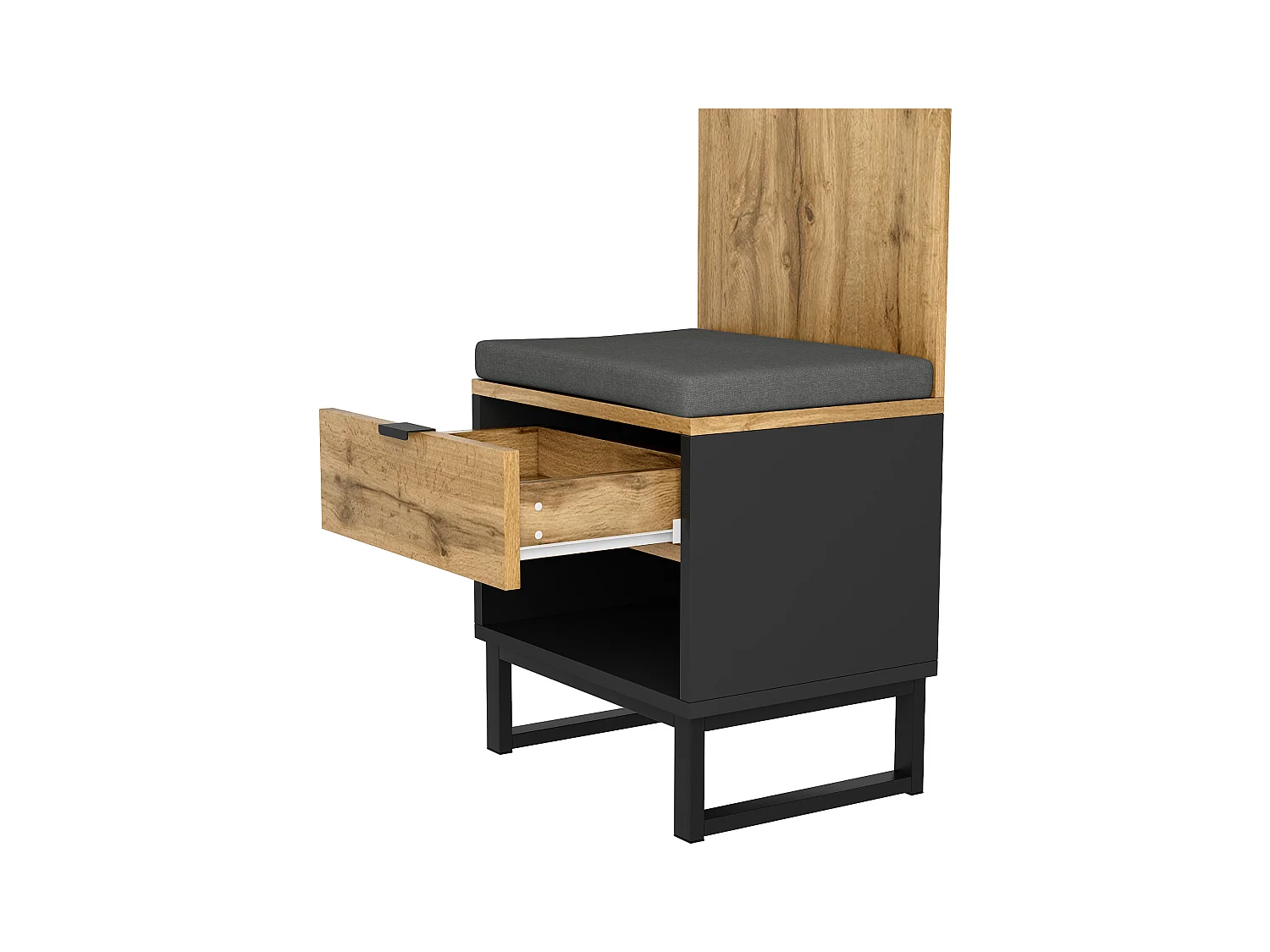 Entreegarderobe met 2 deuren, 1 nis en 1 lade - Spaanplaat - Naturel