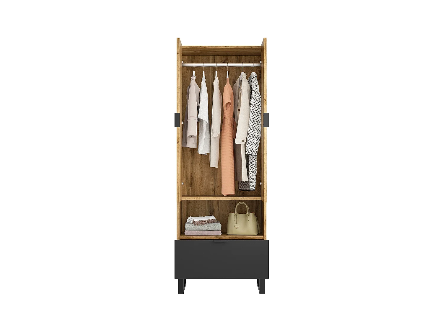 Entreegarderobe met 2 deuren, 1 nis en 1 lade - Spaanplaat - Naturel