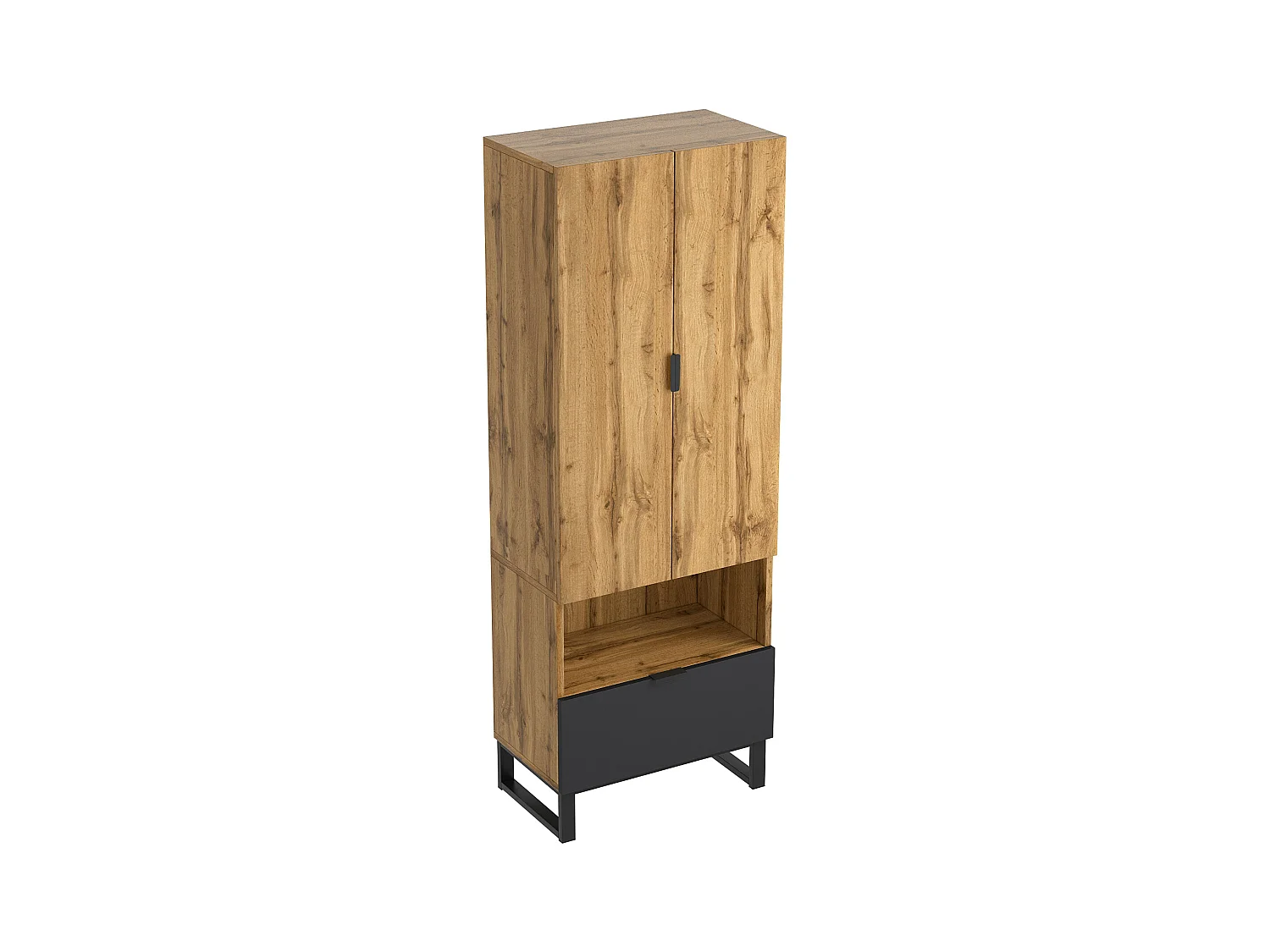 Entreegarderobe met 2 deuren, 1 nis en 1 lade - Spaanplaat - Naturel
