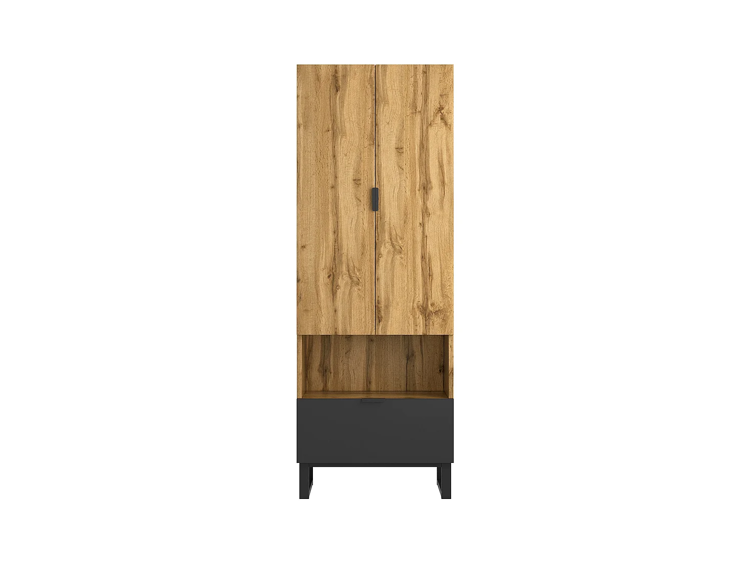 Entreegarderobe met 2 deuren, 1 nis en 1 lade - Spaanplaat - Naturel