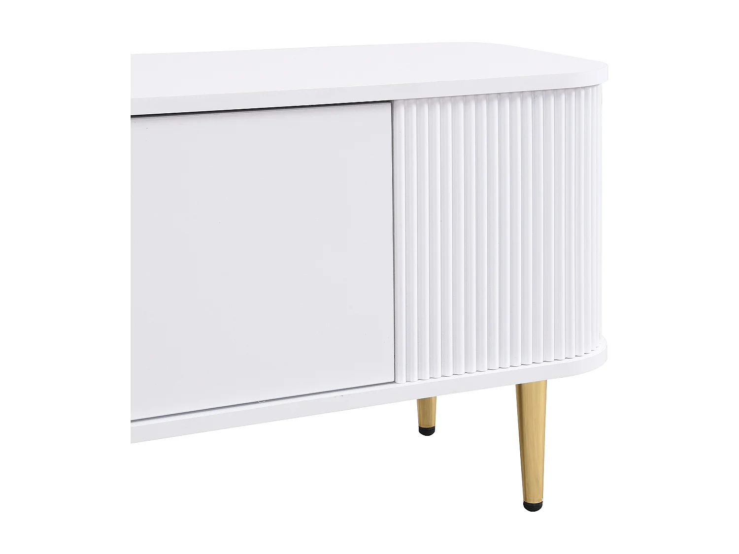 TV-Schrank mit 2 Schubladen und 2 Türen – 170 x 34 x 45 cm – MDF-Holz – goldene Griffe und Füße – Weiß