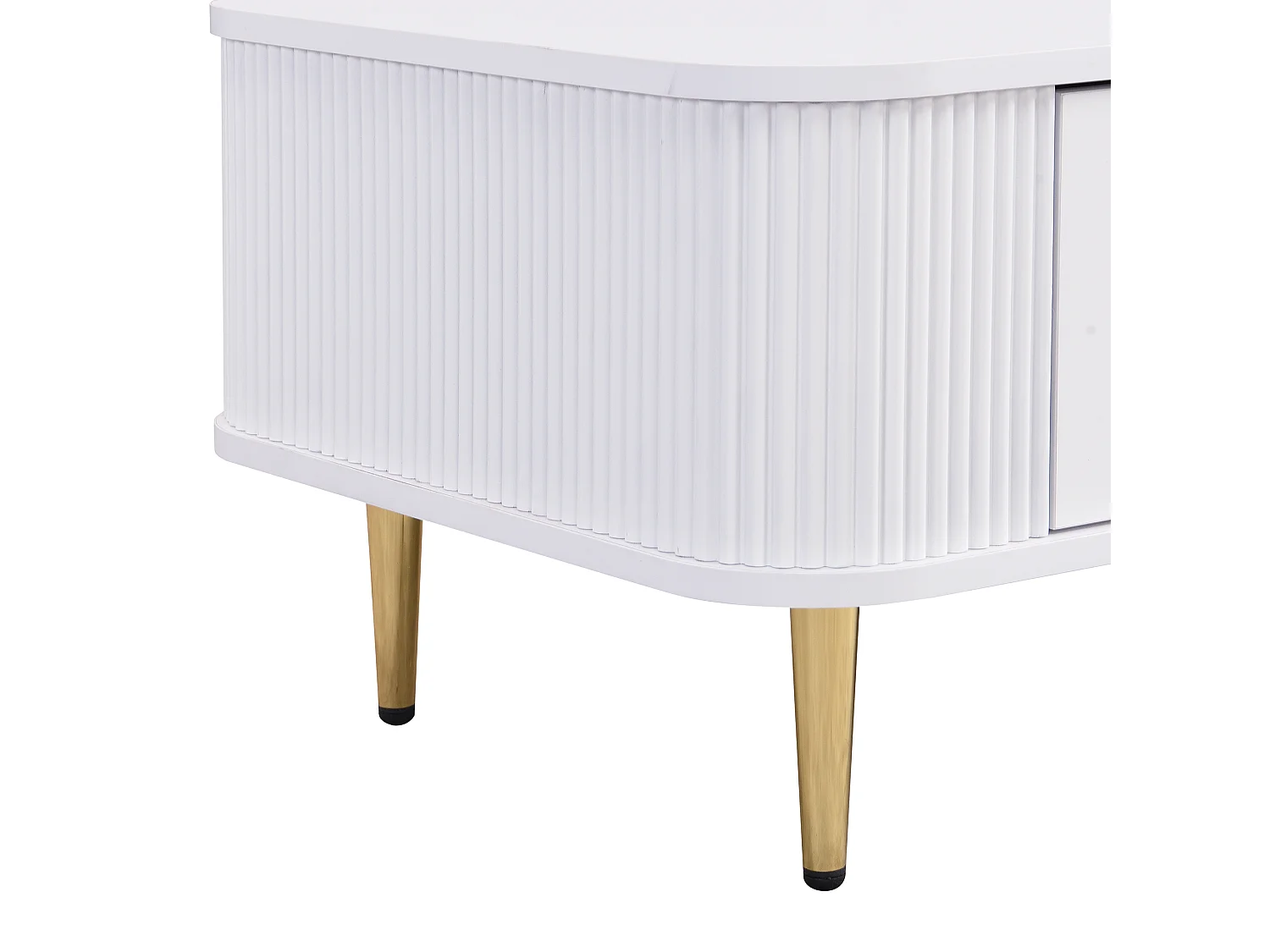 Couchtisch mit 4 Schubladen – 105 x 51 x 36 cm – MDF-Holz – goldene Griffe und Füße – Weiß